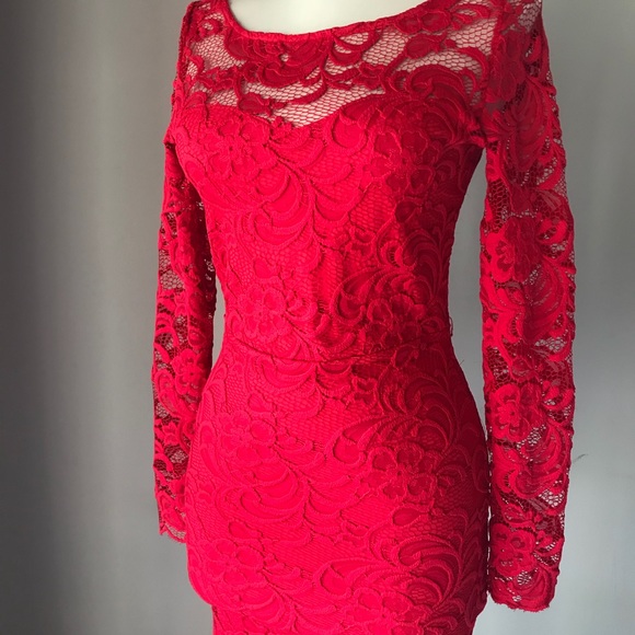 h&m red dress lace